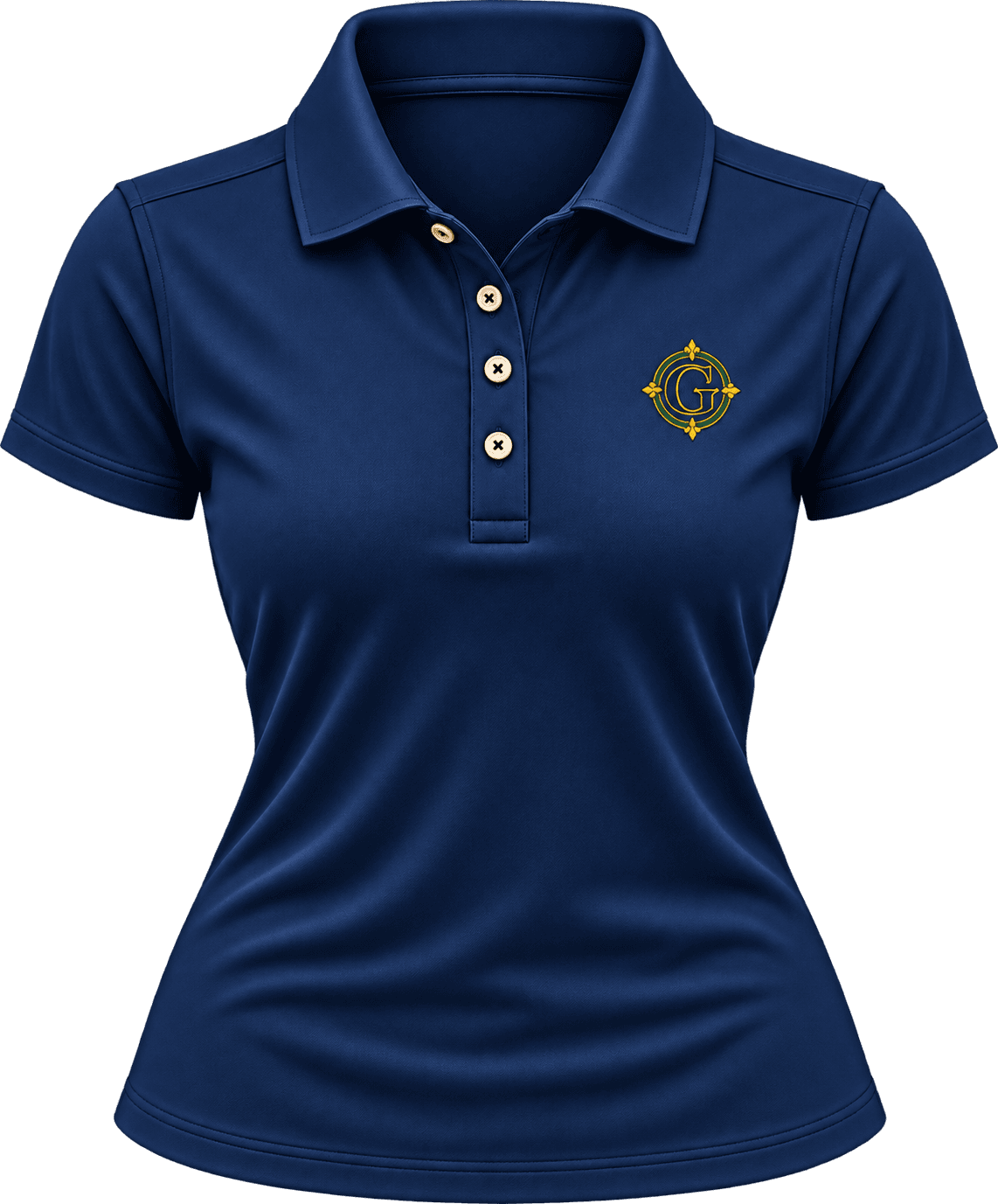 Navy Crest Performance Polo